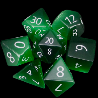 TDSO Cats Eye Dark Green with Engraved Numbers 16mm Precious Gem 7 Dice Polyset