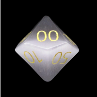 TDSO Cats Eye Grey with Engraved Numbers 16mm Precious Gem Percentile Dice