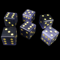 TDSO Cats Eye Glass Kynite & Gold 6 x D6 Spot Dice Set