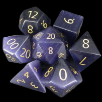 TDSO Cats Eye Glass Kynite & Gold 7 Dice Polyset