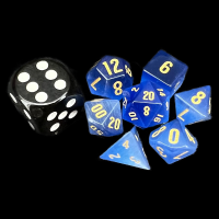 TDSO Cats Eye Glass Light Blue & Gold MINI 7 Dice Polyset