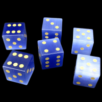 TDSO Cats Eye Glass Light Blue & Gold 6 x D6 Spot Dice Set