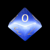 TDSO Cats Eye Glass Light Blue & Gold D10 Dice