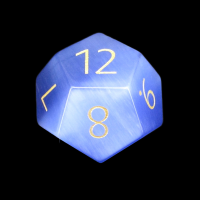 TDSO Cats Eye Glass Light Blue & Gold D12 Dice