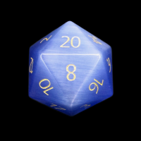 TDSO Cats Eye Glass Light Blue & Gold D20 Dice