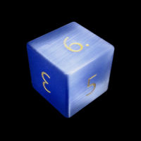 TDSO Cats Eye Glass Light Blue & Gold D6 Dice