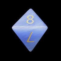 TDSO Cats Eye Glass Light Blue & Gold D8 Dice