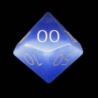 TDSO Cats Eye Glass Light Blue & Gold Percentile Dice