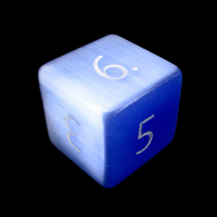 TDSO Cats Eye Light Blue with Engraved Numbers 16mm Precious Gem D6 Dice