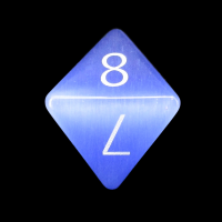 TDSO Cats Eye Light Blue with Engraved Numbers 16mm Precious Gem D8 Dice