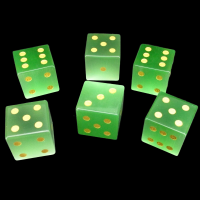 TDSO Cats Eye Glass Light Green & Gold 6 x D6 Spot Dice Set