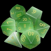 TDSO Cats Eye Glass Light Green & Gold 7 Dice Polyset