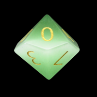 TDSO Cats Eye Glass Light Green & Gold D10 Dice