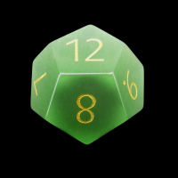 TDSO Cats Eye Glass Light Green & Gold D12 Dice