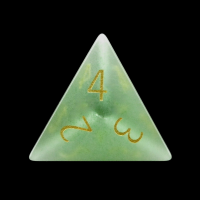 TDSO Cats Eye Glass Light Green & Gold D4 Dice