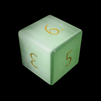 TDSO Cats Eye Glass Light Green & Gold D6 Dice