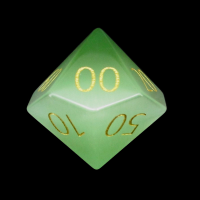 TDSO Cats Eye Glass Light Green & Gold Percentile Dice