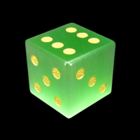 TDSO Cats Eye Glass Light Green & Gold D6 Spot Dice