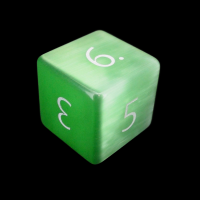 TDSO Cats Eye Light Green with Engraved Numbers 16mm Precious Gem D6 Dice