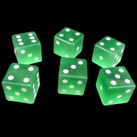 TDSO Cats Eye Light Green with Engraved Spots 16mm Precious Gem 6 x D6 Dice Set