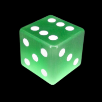 TDSO Cats Eye Light Green with Engraved Spots 16mm Precious Gem D6 Dice