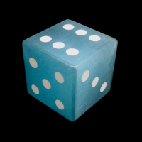 TDSO Cats Eye Glass Mint Blue & White D6 Spot Dice