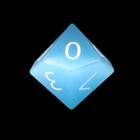 TDSO Cats Eye Glass Mint Blue & White D10 Dice