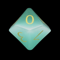 TDSO Cats Eye Mint Green with Engraved Numbers 16mm Precious Gem D10 Dice