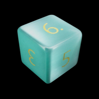TDSO Cats Eye Mint Green with Engraved Numbers 16mm Precious Gem D6 Dice