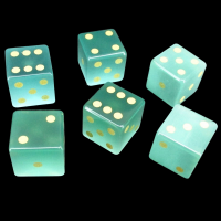 TDSO Cats Eye Mint Green with Engraved Numbers 16mm Precious Gem 6 x D6 Dice Set