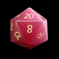 TDSO Cats Eye Glass Pink & Gold D20 Dice