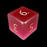 TDSO Cats Eye Glass Pink & Gold D6 Dice