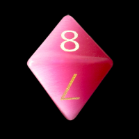 TDSO Cats Eye Glass Pink & Gold D8 Dice