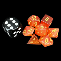 TDSO Cats Eye Glass Red & Gold MINI 7 Dice Polyset