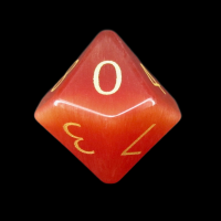 TDSO Cats Eye Red with Engraved Numbers 16mm Precious Gem D10 Dice
