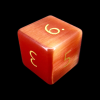 TDSO Cats Eye Red with Engraved Numbers 16mm Precious Gem D6 Dice