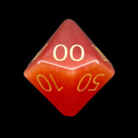 TDSO Cats Eye Red with Engraved Numbers 16mm Precious Gem Percentile Dice
