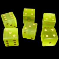 TDSO Cats Eye Glass Yellow & Gold 6 x D6 Spot Dice Set