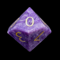 TDSO Charoite with Engraved Numbers 16mm Precious Gem D10 Dice