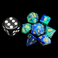 TDSO Gemstone Chrysocolla & Gold MINI 7 Dice Polyset