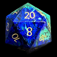 TDSO Gemstone Chrysocolla & Gold D20 Dice