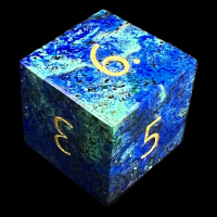TDSO Gemstone Chrysocolla & Gold D6 Dice