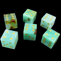 TDSO Gemstone Chrysoprase & Gold 6 x D6 Spot Dice Set