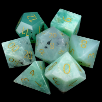 TDSO Gemstone Chrysoprase & Gold 7 Dice Polyset
