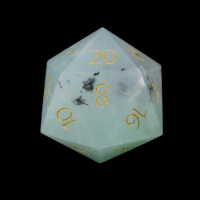 TDSO Gemstone Chrysoprase & Gold D20 Dice