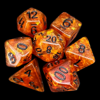 TDSO Confetti Amber Gold & Black 7 Dice Polyset