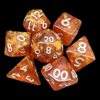 TDSO Confetti Gold Amber & Silver 7 Dice Polyset