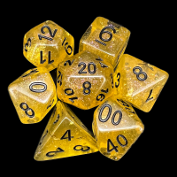 TDSO Confetti Gold Nugget & Black 7 Dice Polyset