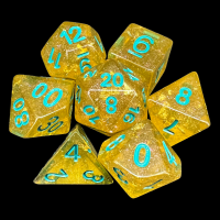 TDSO Confetti Gold & Turquoise 7 Dice Polyset