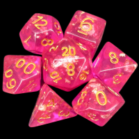 TDSO Confetti Hot Pink & Gold 7 Dice Polyset